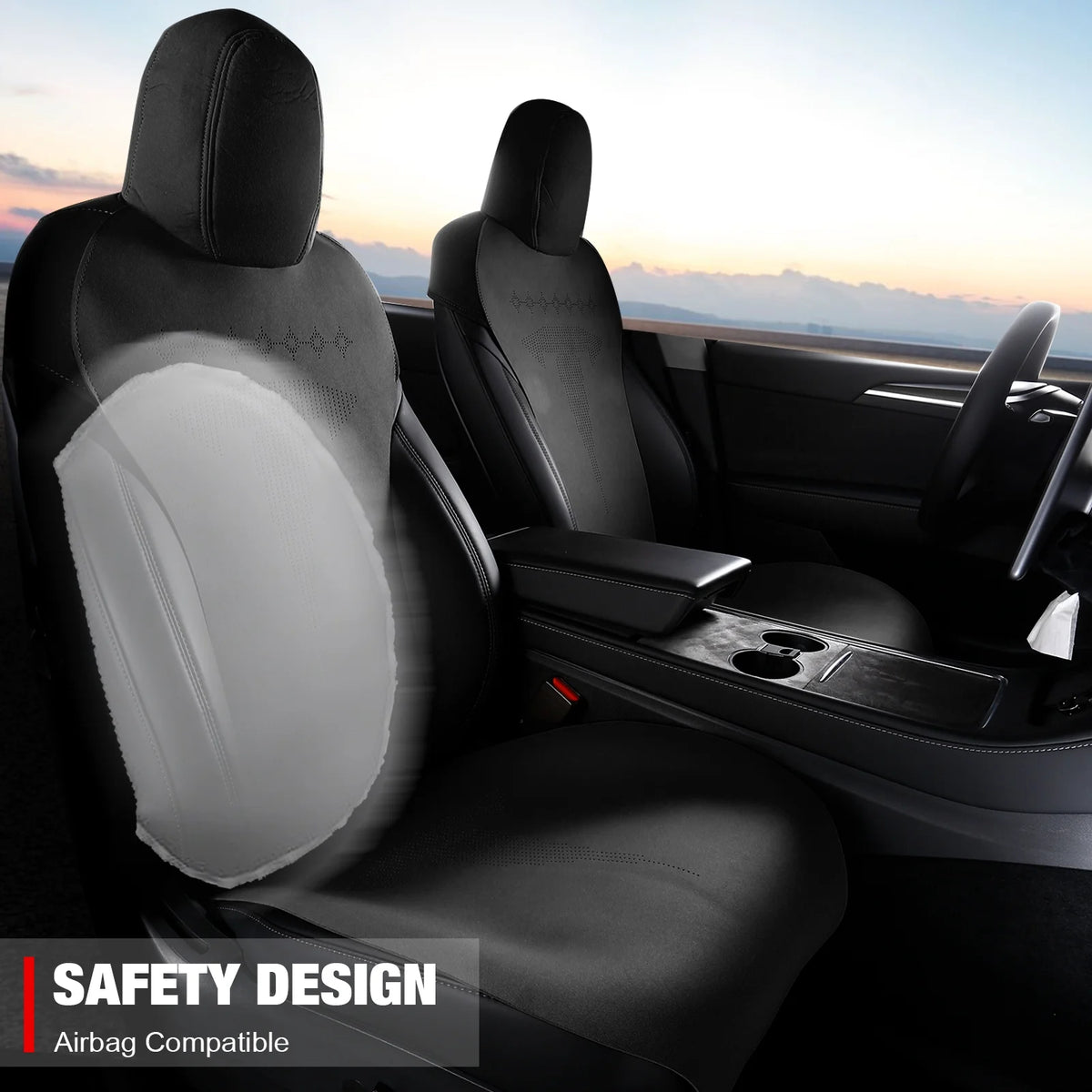 Black Suede Leather Seat Cover Cushion Protectors L810797