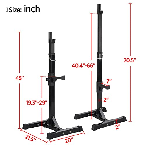Pair of Adjustable Solid Steel Squat Rack Stands B54638