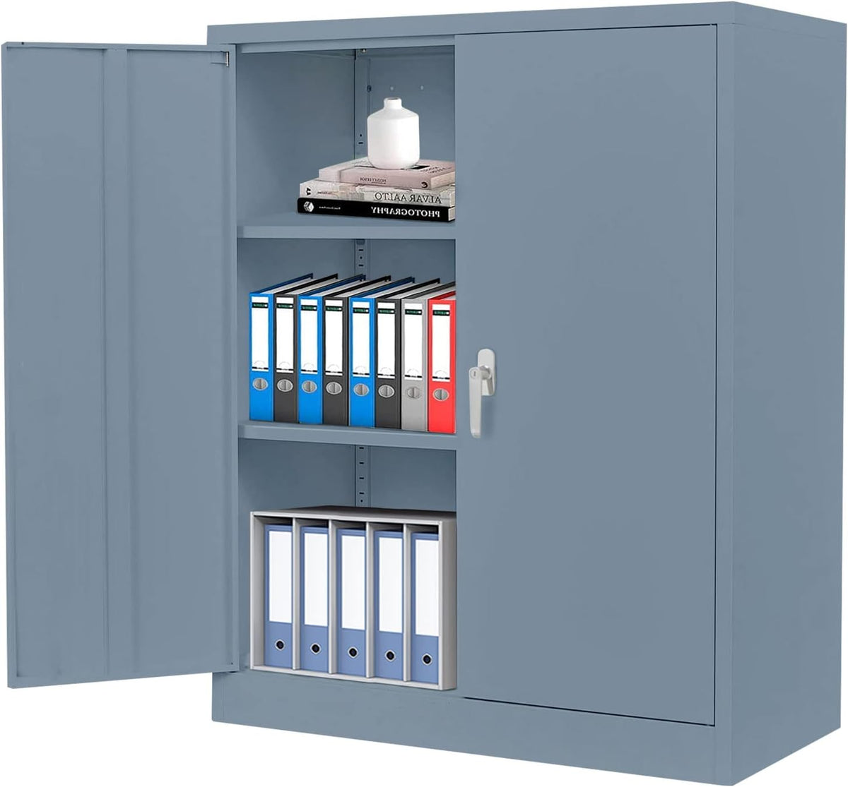 Lockable Steel Storage Cabinet with 2 Adjustable Shelves D53062