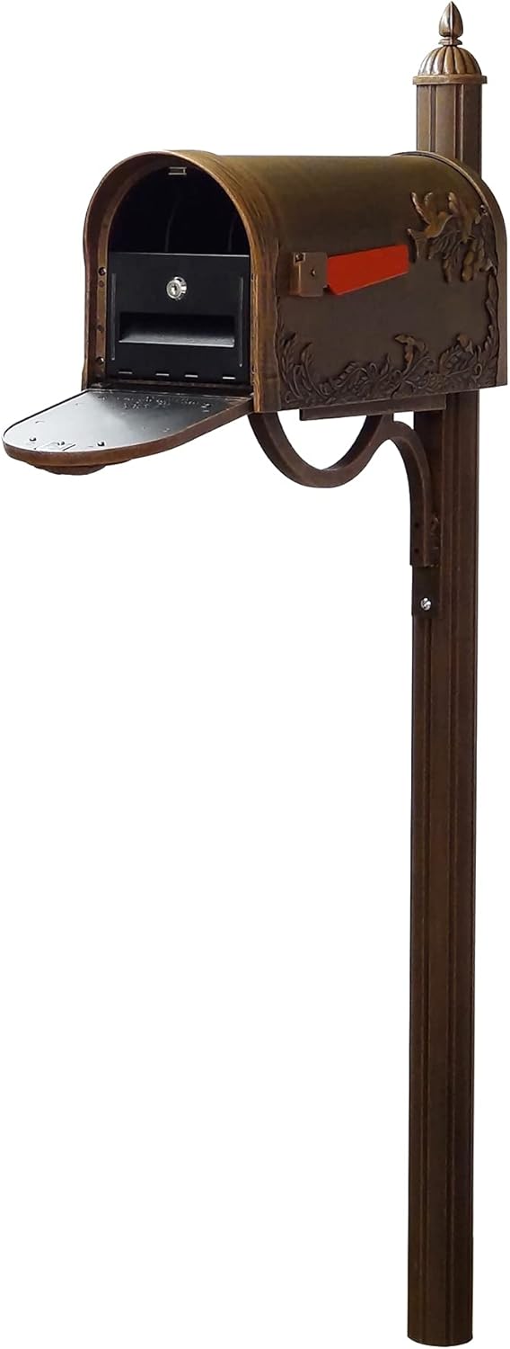 Copper Hummingbird Mailbox with Locking Insert and Mailbox Post V206268