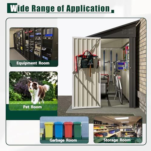 Black Heavy-Duty Outdoor Metal Storage Shed with Floor Base Z596