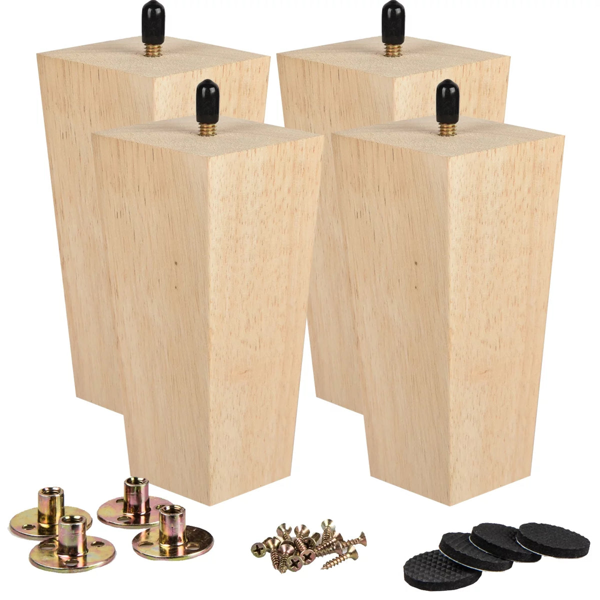 6 Inch / 15 cm Solid Wood Furniture Legs Set of 4 R908