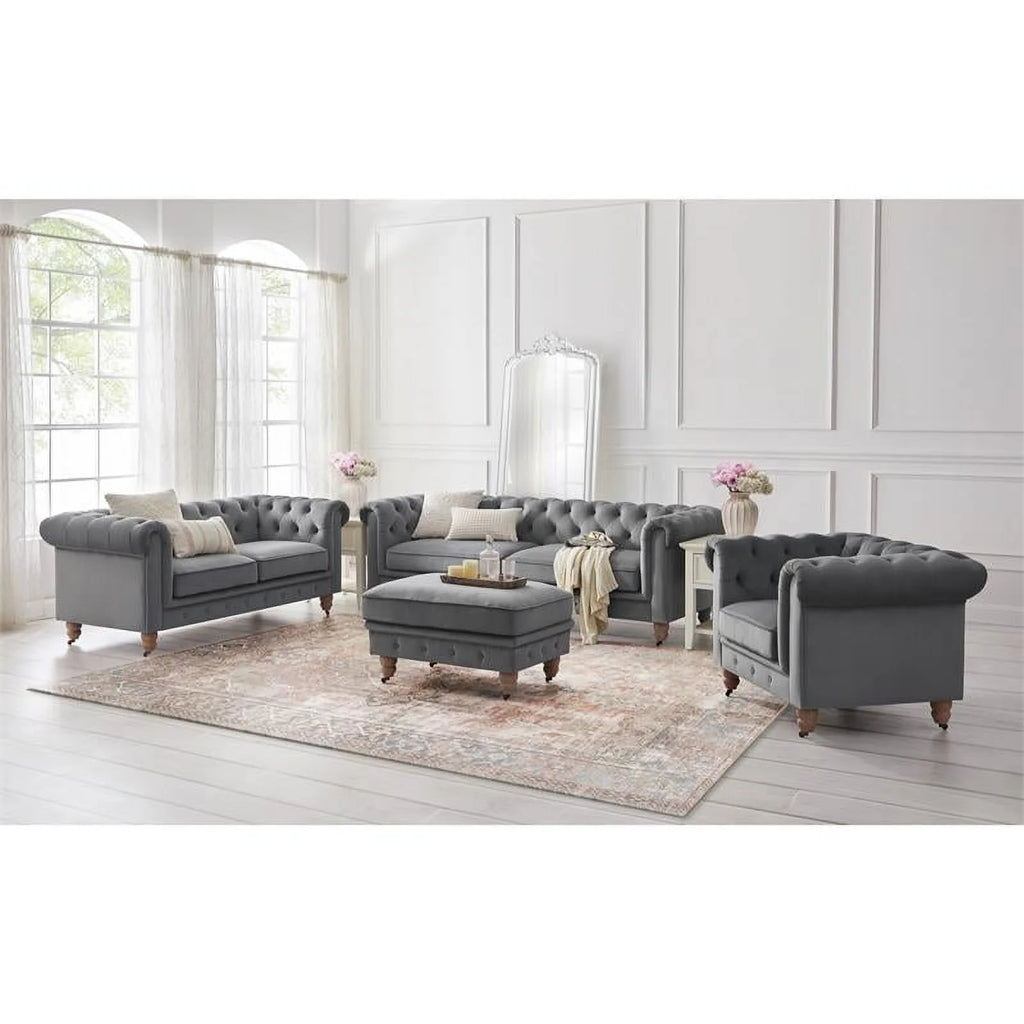 Dark Gray Velvet Button Tufted Club Chair R3914