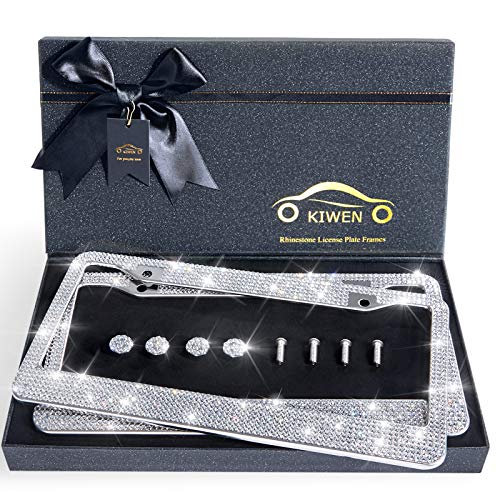 2 Pack Rhinestone Stainless Steel License Plate Frames M698