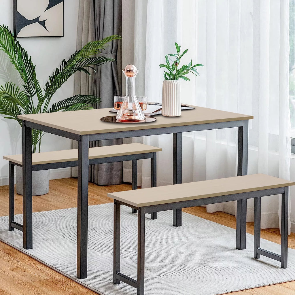 3 Pieces Dining Table Set with 2 Benches M6481