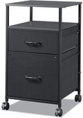 Black 2 Drawer Mobile File Cabinet with Open Storage Shelf K365