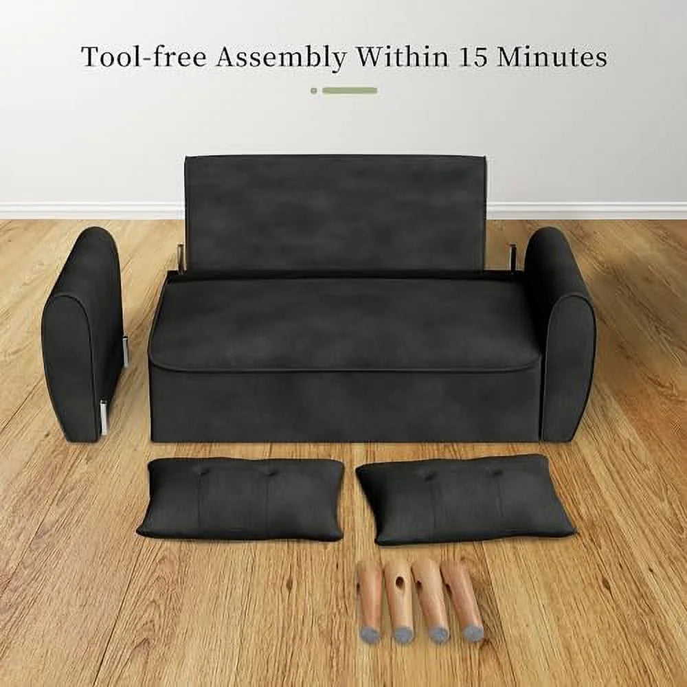47" Small Modern Loveseat Sofa Linen Fabric 2-Seat Sofa Couch G455413