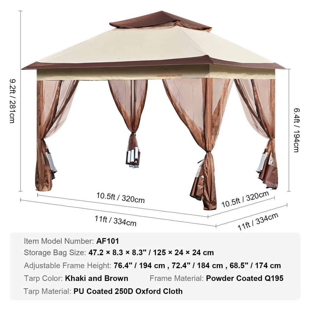11 x 11 FT Pop up Gazebo with Mosquito Netting G22992