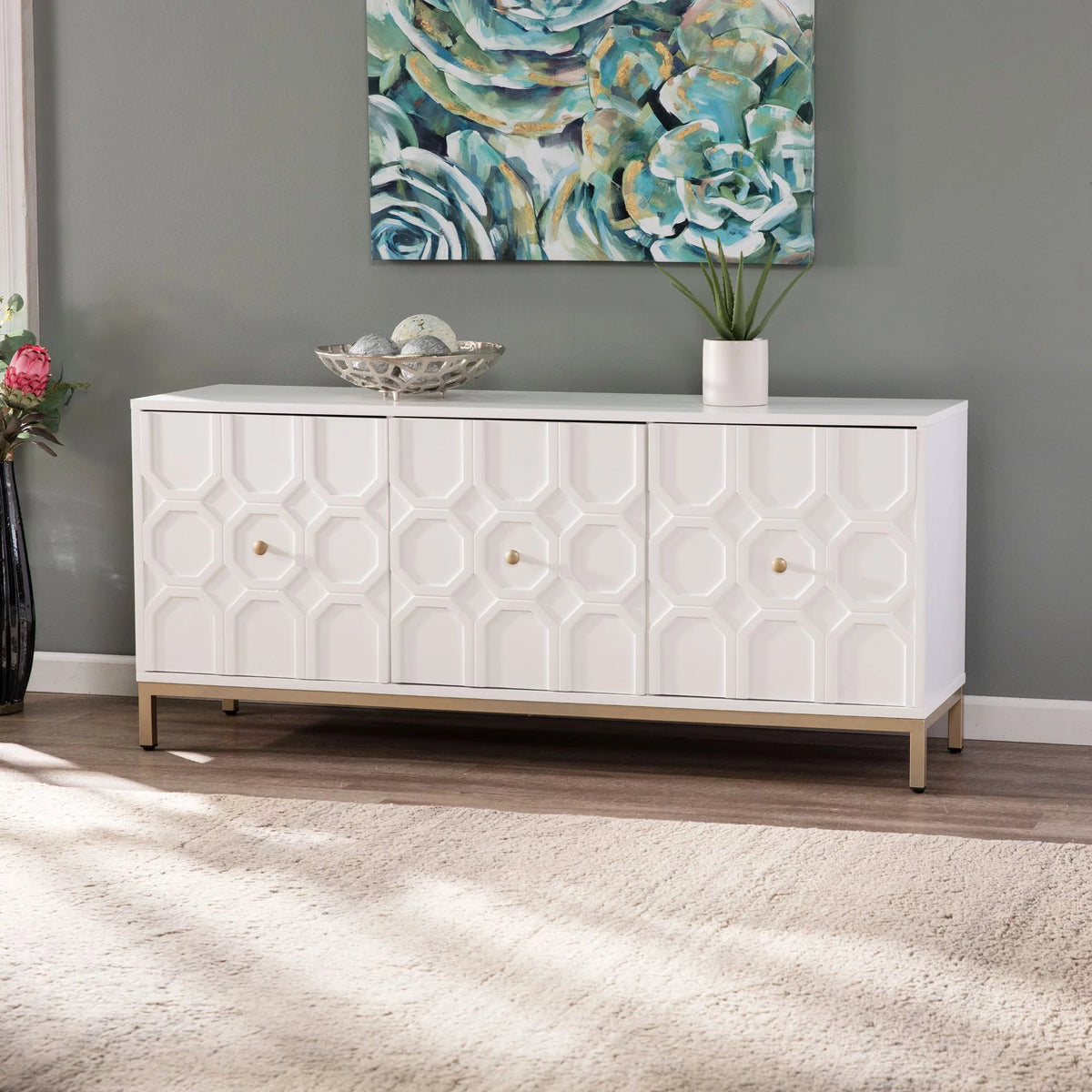 Antique White 3-Door Accent Cabinet W482