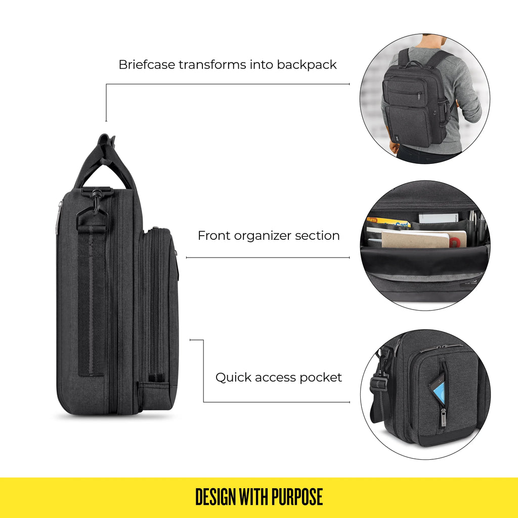 Gray Laptop Briefcase Backpack F723126