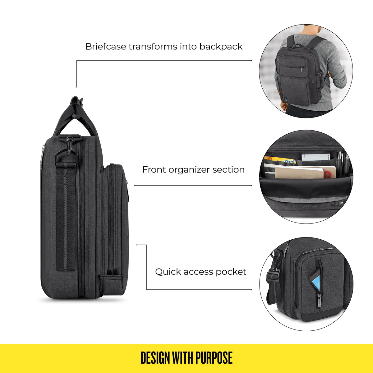 Gray Laptop Briefcase Backpack F723126