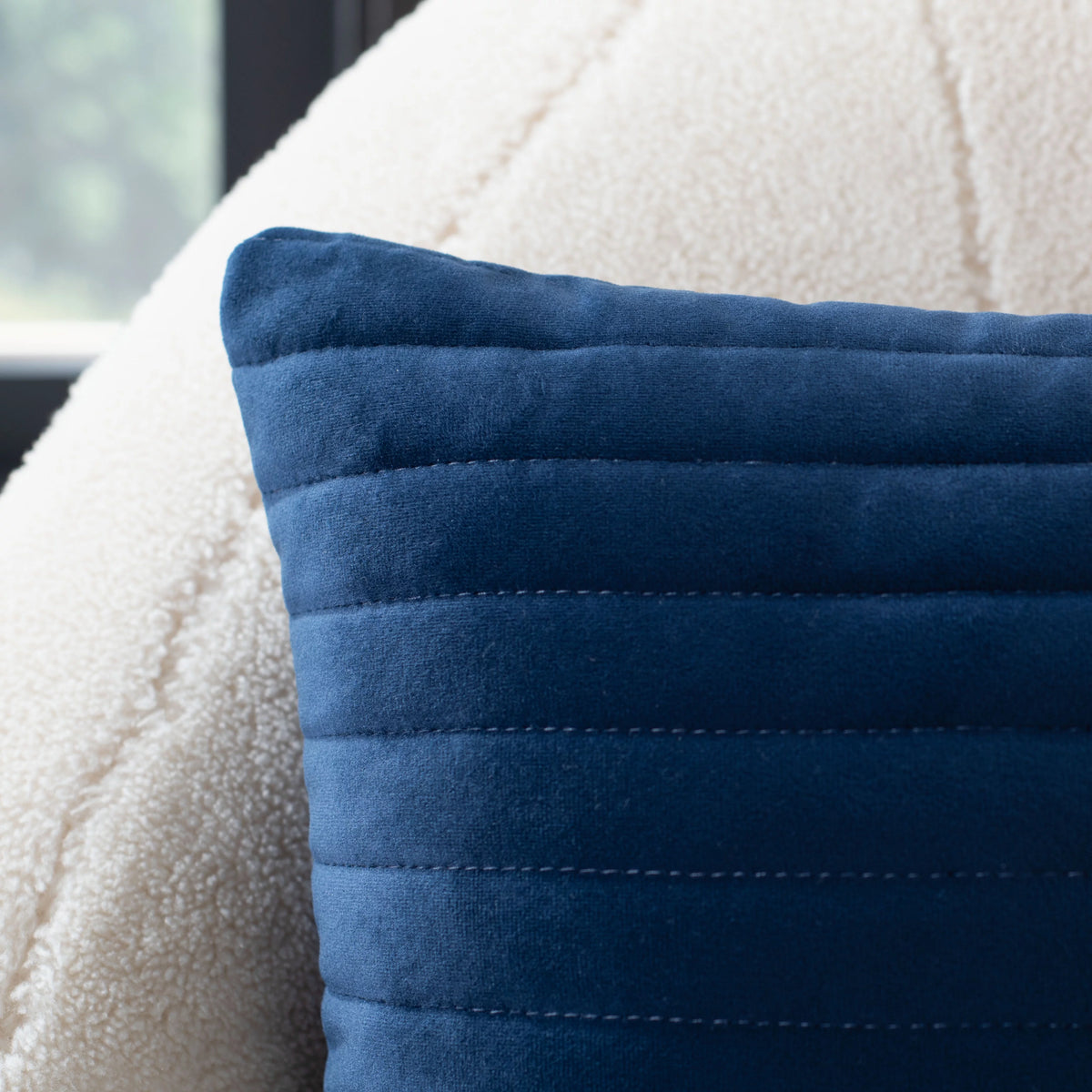 Striped Lines Lumbar Pillow, 12" x 20", Dark Blue M456