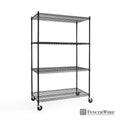 Black 4-Tier Metal Storage Shelving Unit with Casters Q324187