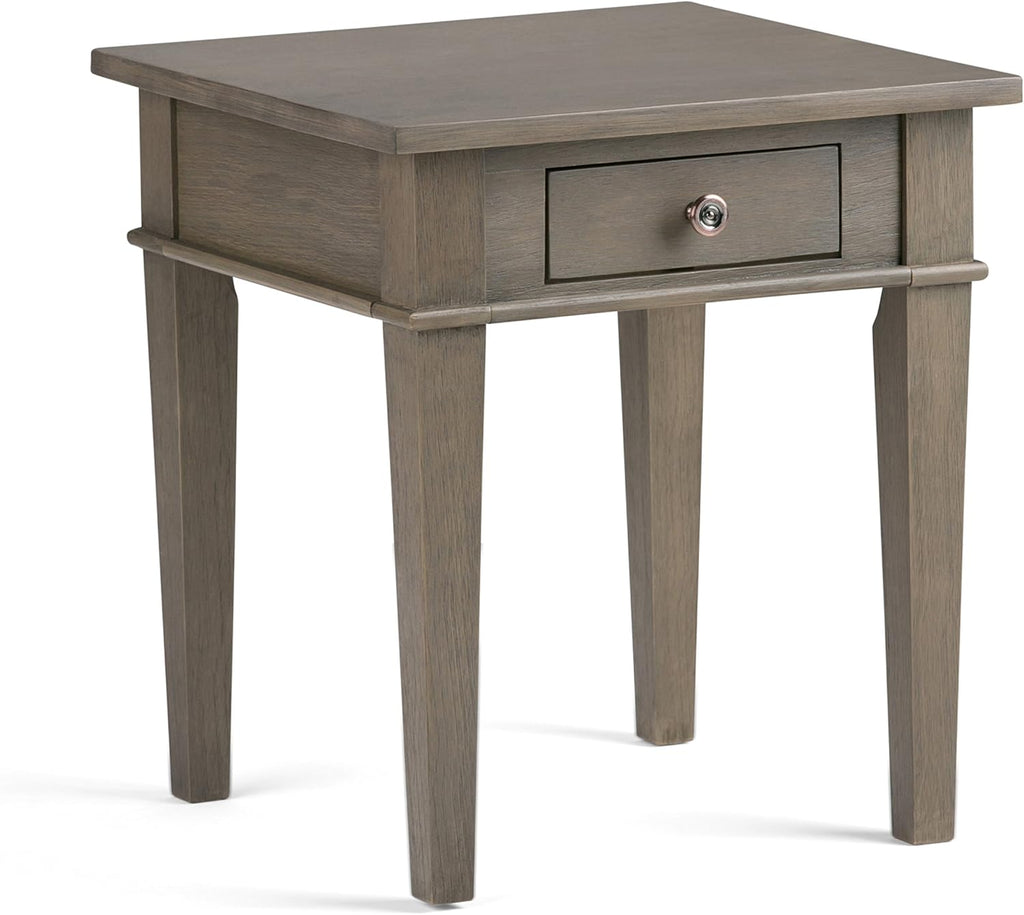 Farmhouse Grey Solid Wood 1 Drawer End Side Table A97265