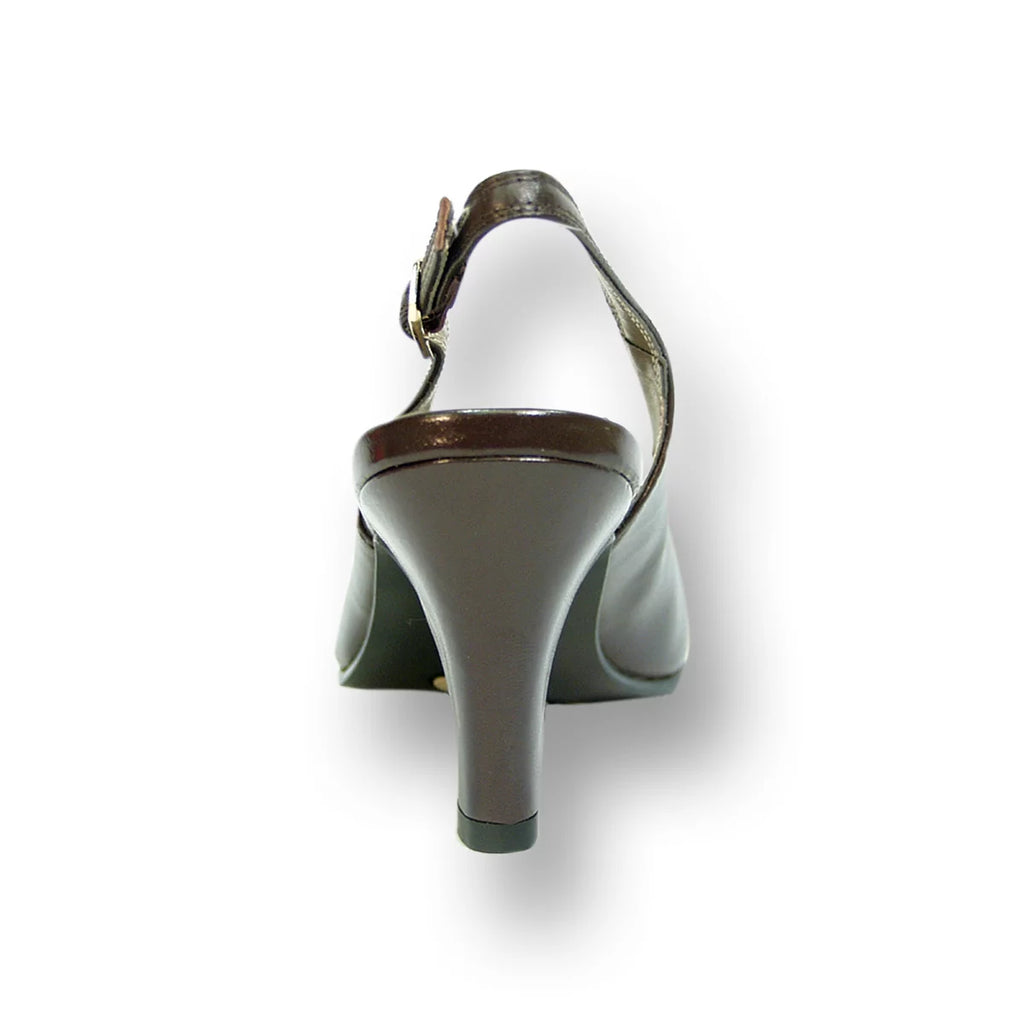 Brown Wide Width Peep Toe Slingback Pump V244