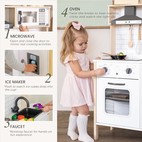 Wooden Kids Play Kitchen with Real Lights & Sounds C47377