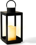 Matte Black Metal Candle Holder Lantern, 14 Inch Tall Z3763
