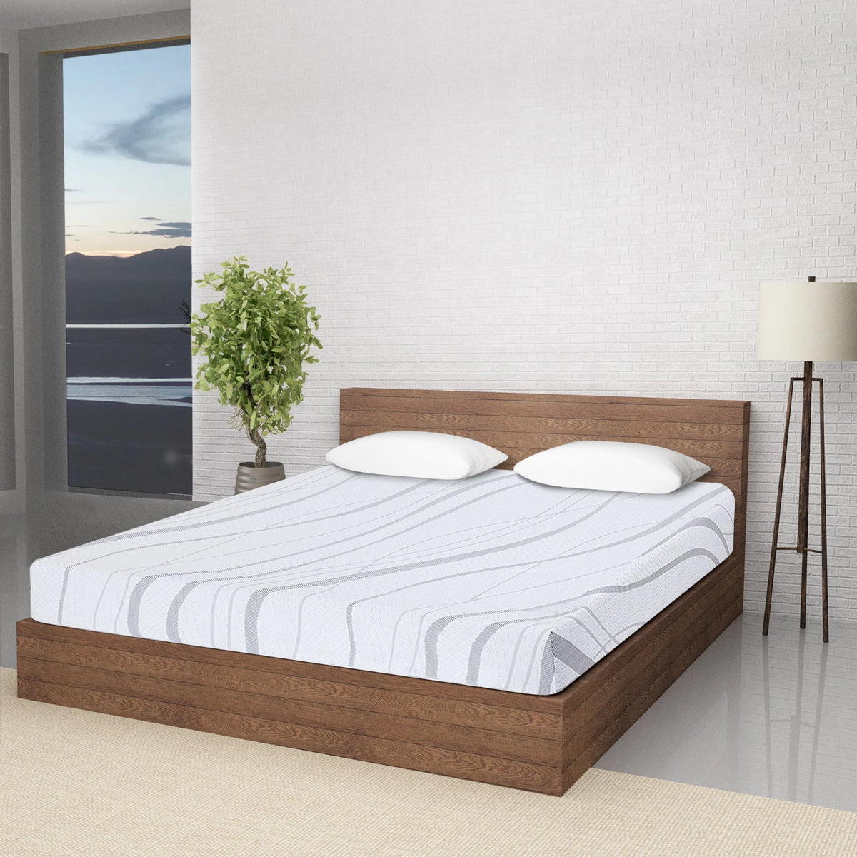 10'' Gel Memory Foam Mattress Twin Size Dark Grey White Z721