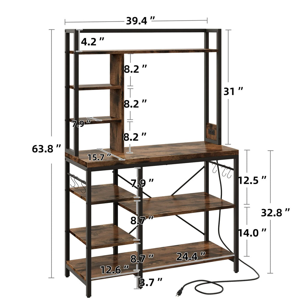 8 Tier Kitchen Bakers Rack with Power Outlets G630999