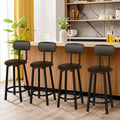 Bar Stools Set of 4, 35.4 inch PU Leather with Backrest, Rustic Brown D7012