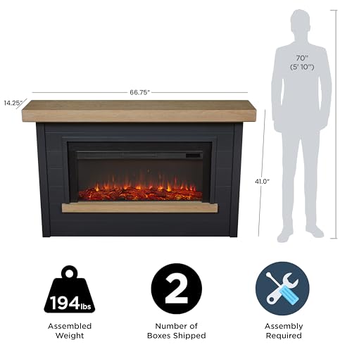 White 67" Electric Fireplace with Mantel H743130