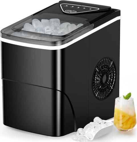 Black Portable Countertop Ice Maker, 26lbs in 24Hrs, 2 Sizes of Bullet Ice A36823