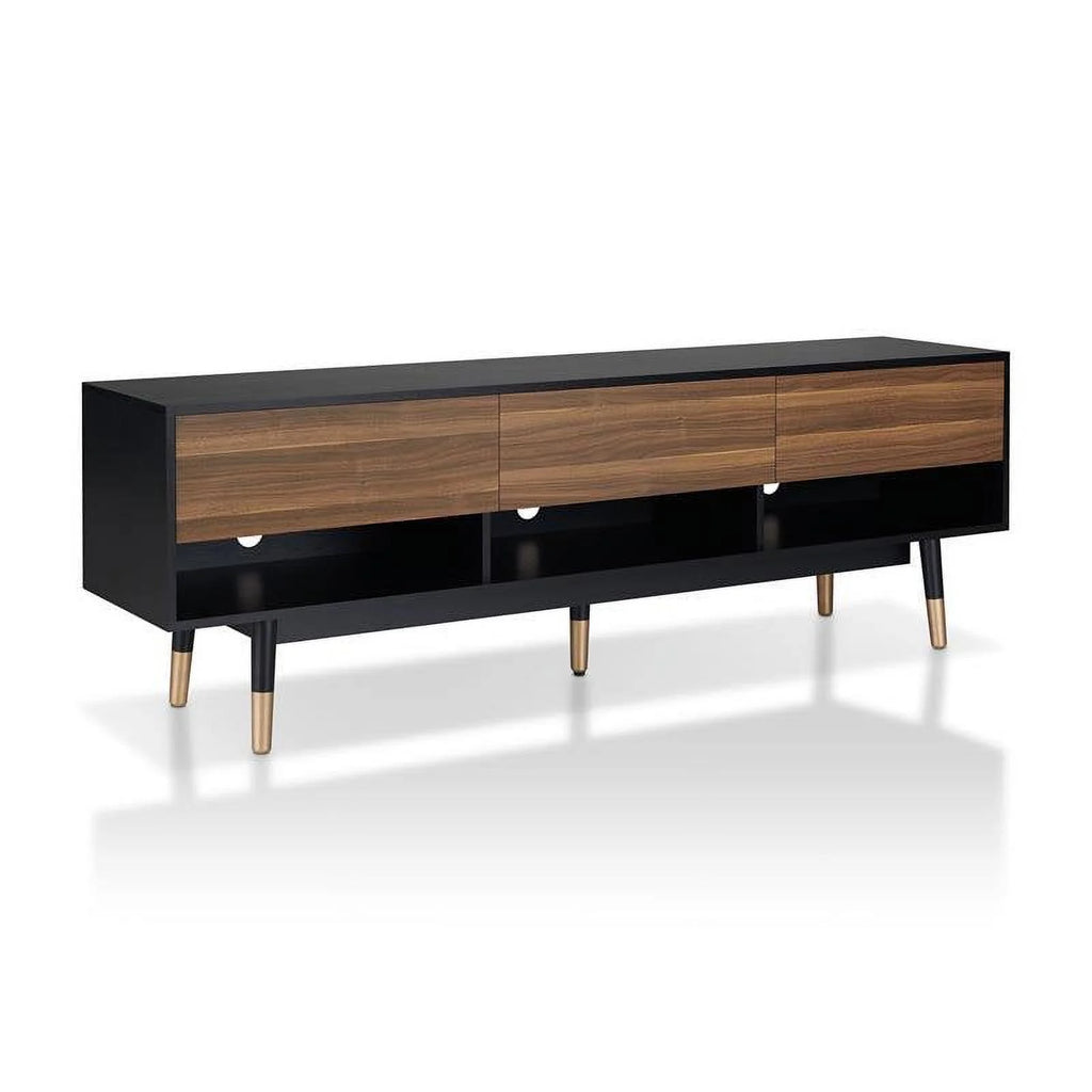 Mid-Century Modern Wood 3-Drawer TV Stand in Black A1011