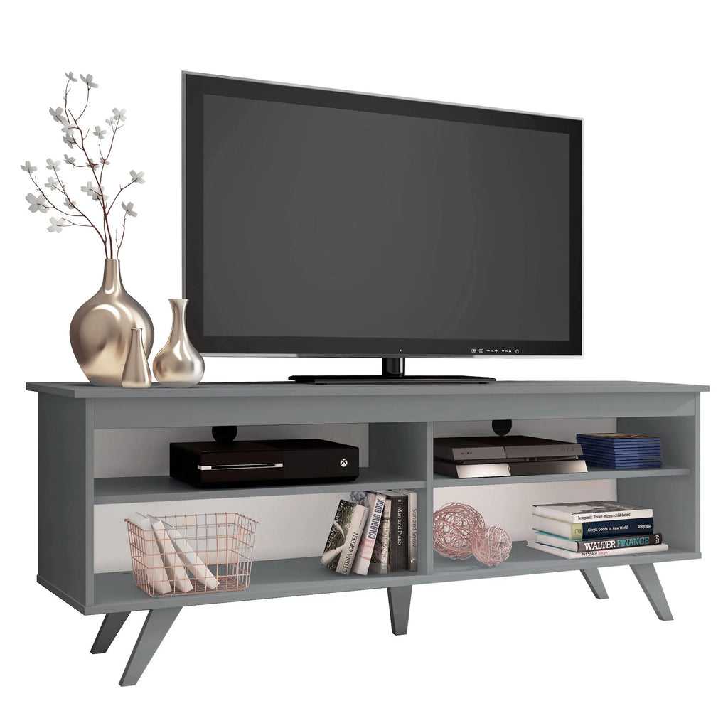 White TV Stand with Storage Shelves L794