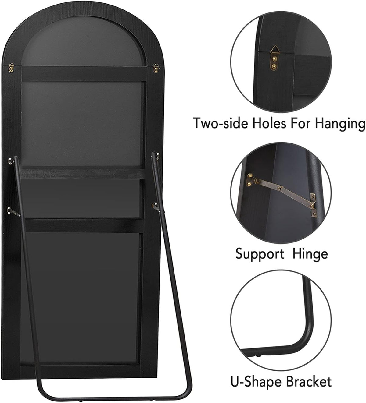 71''x31'' Black Arched Floor Mirror P434603