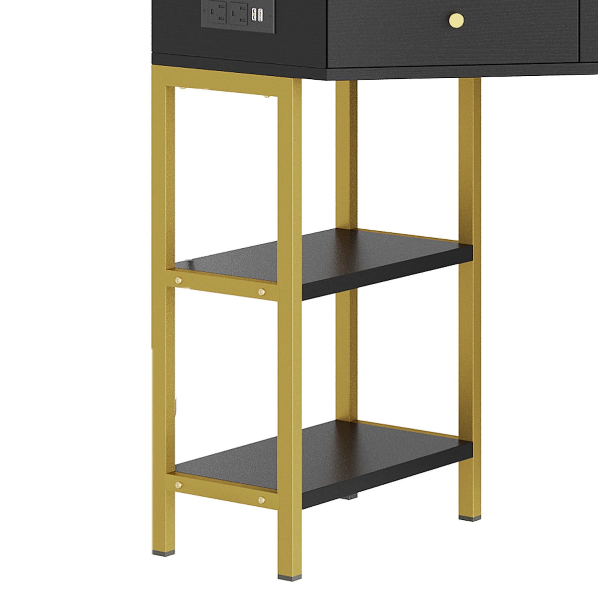 Black Corner Vanity Desk with Mirror and 6 Drawers U465