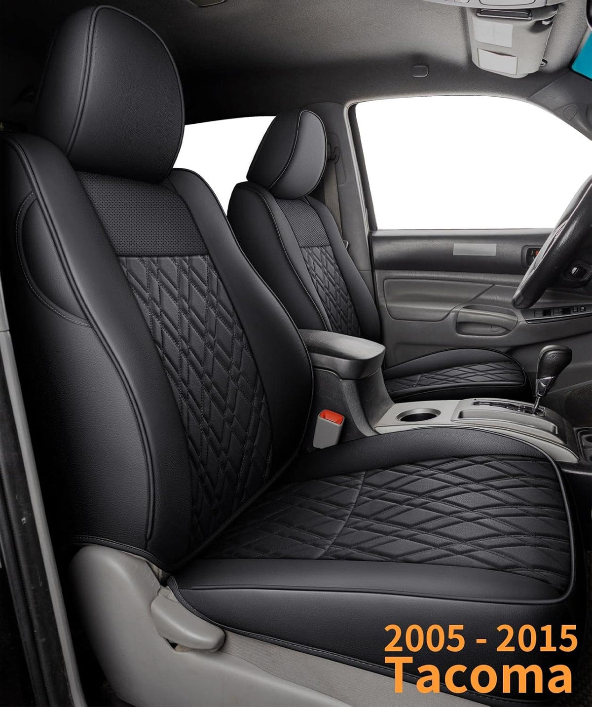 Black Water Proof Faux Leather Rear Seat Covers K40813