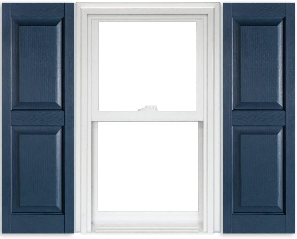 White Vinyl Raised Panel Shutters 15 Inch x 51 Inch Pack of 2 F29527