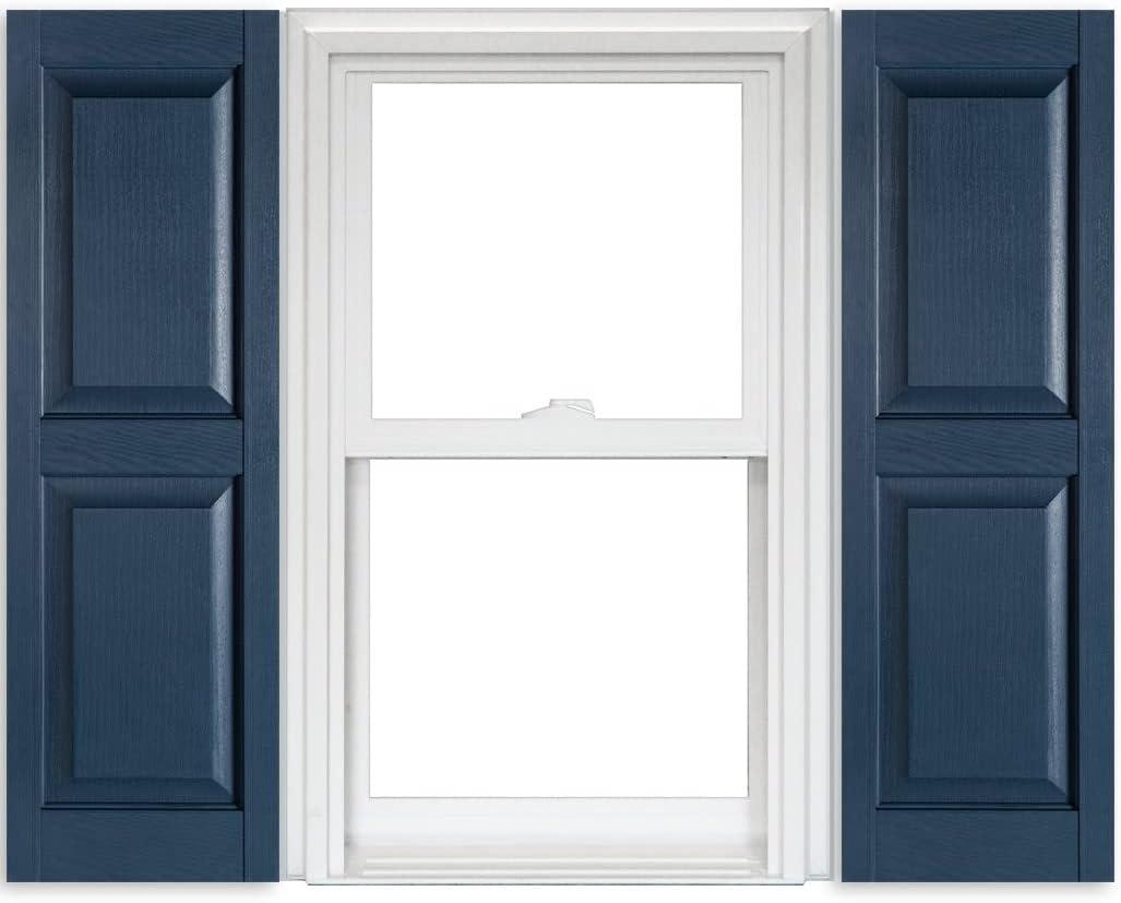 White Vinyl Raised Panel Shutters 15 Inch x 51 Inch Pack of 2 F29527