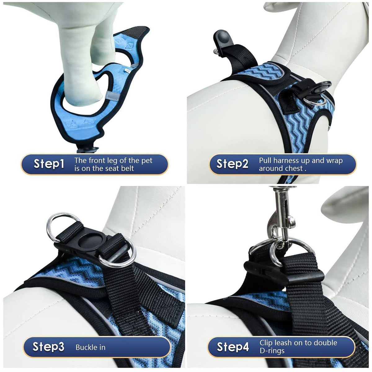 Dog Harness and Leash Set No Pull Soft Mesh Pet Harness V46961