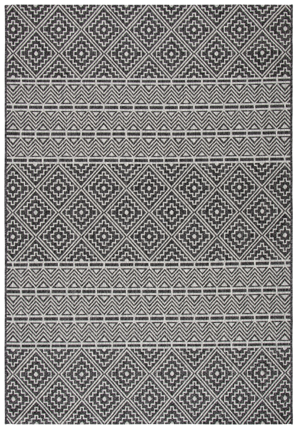 Black Grey Geometric Indoor/Outdoor Area Rug, 8' x 10' Z9980