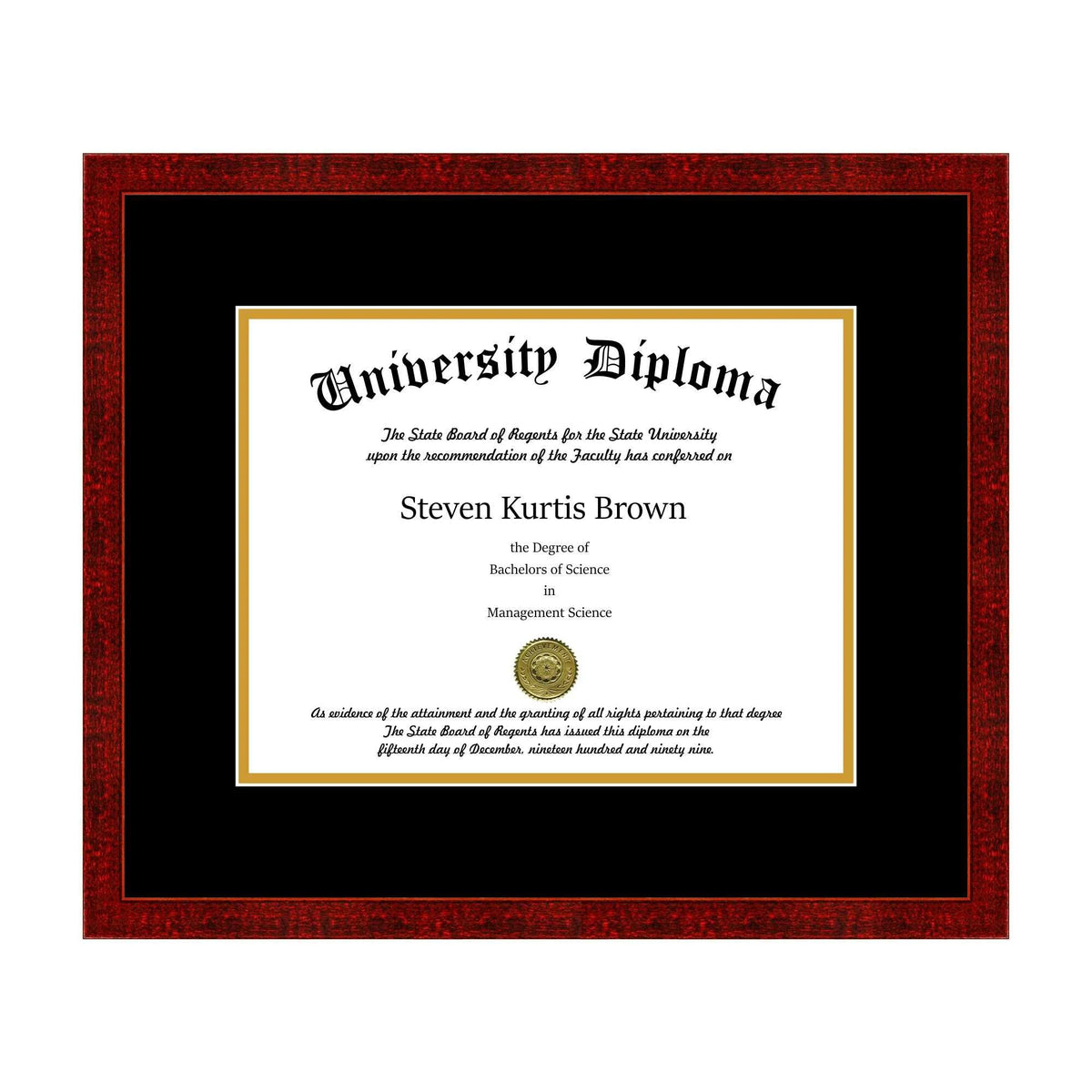 Single Diploma Frame with Double Matting for 17x22 and 11x22, Black Frame H6979
