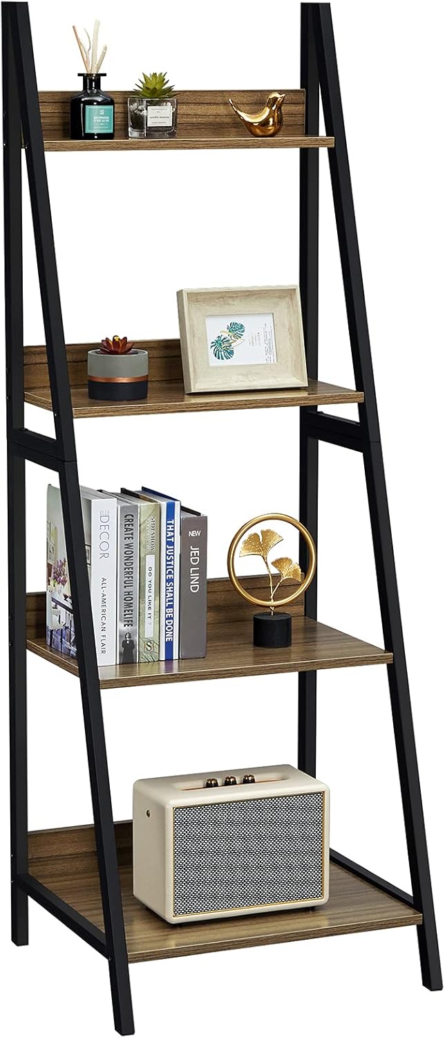 4 Tier Walnut Ladder Shelf Bookshelf Q891