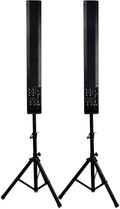 Pair of Powered Column Speakers with Speaker Stands Y848509