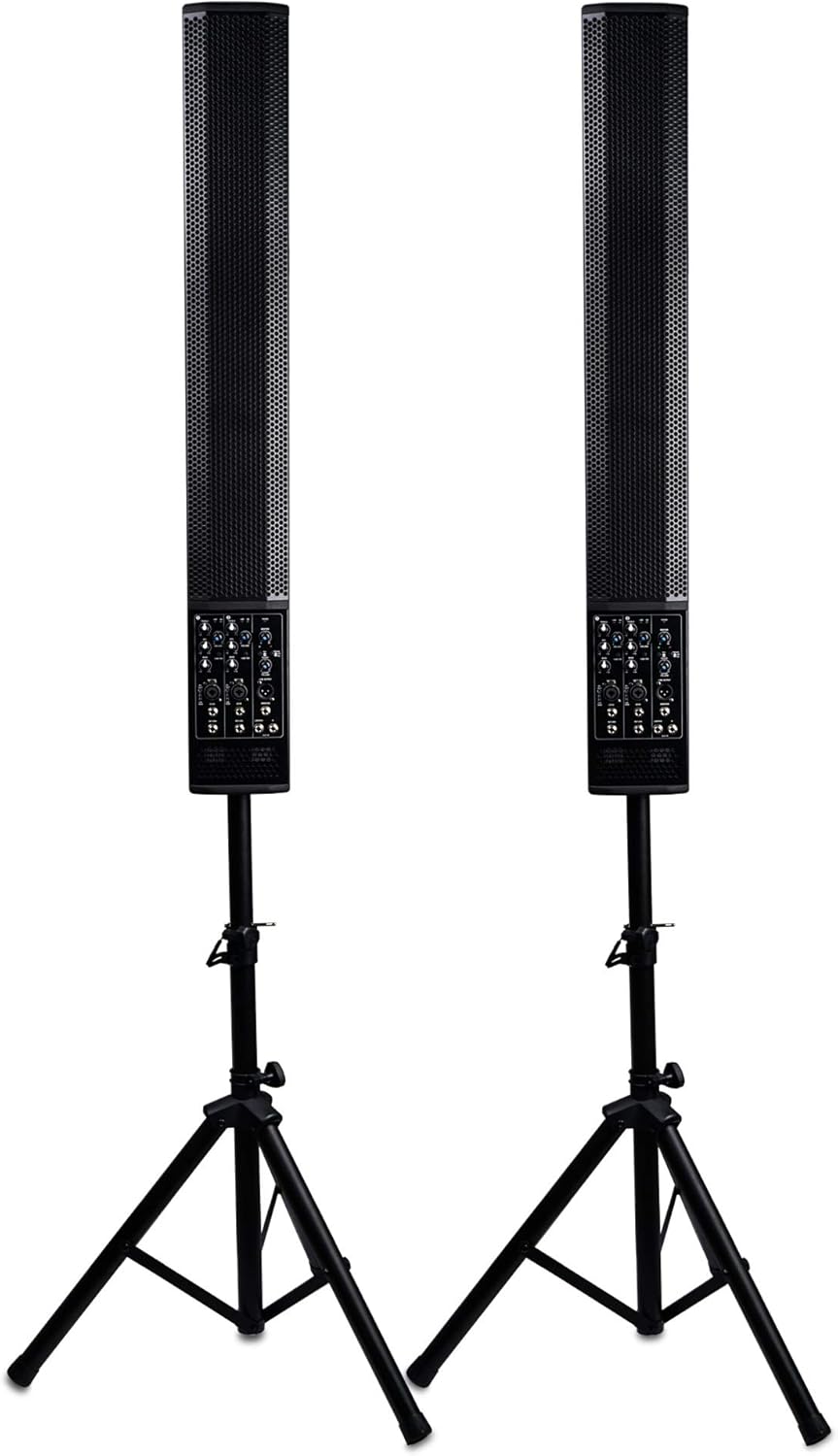 Pair of Powered Column Speakers with Speaker Stands Y848509