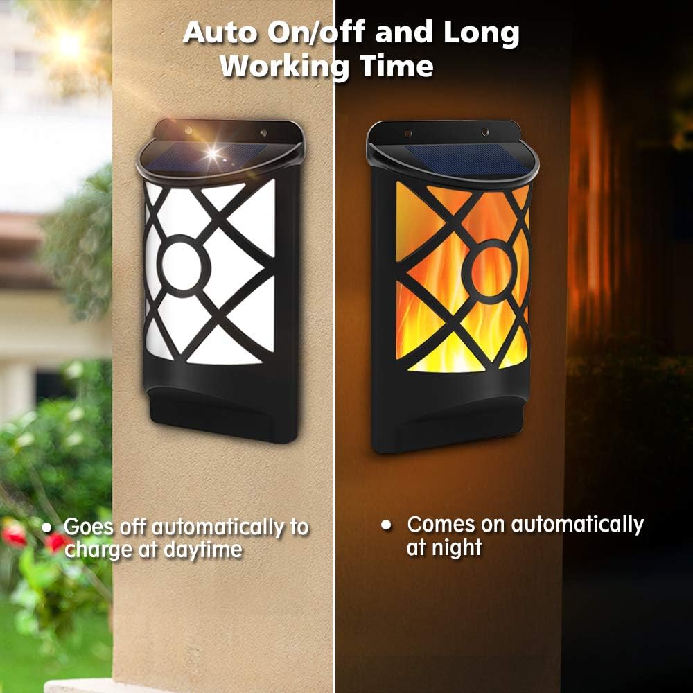 Solar Wall Flame Lights, Waterproof Outdoor Garden Lights U690
