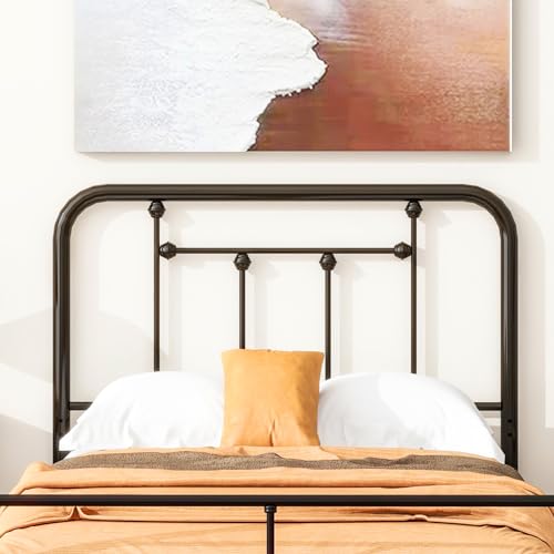 Twin Size Metal Headboard Black Steel G744532