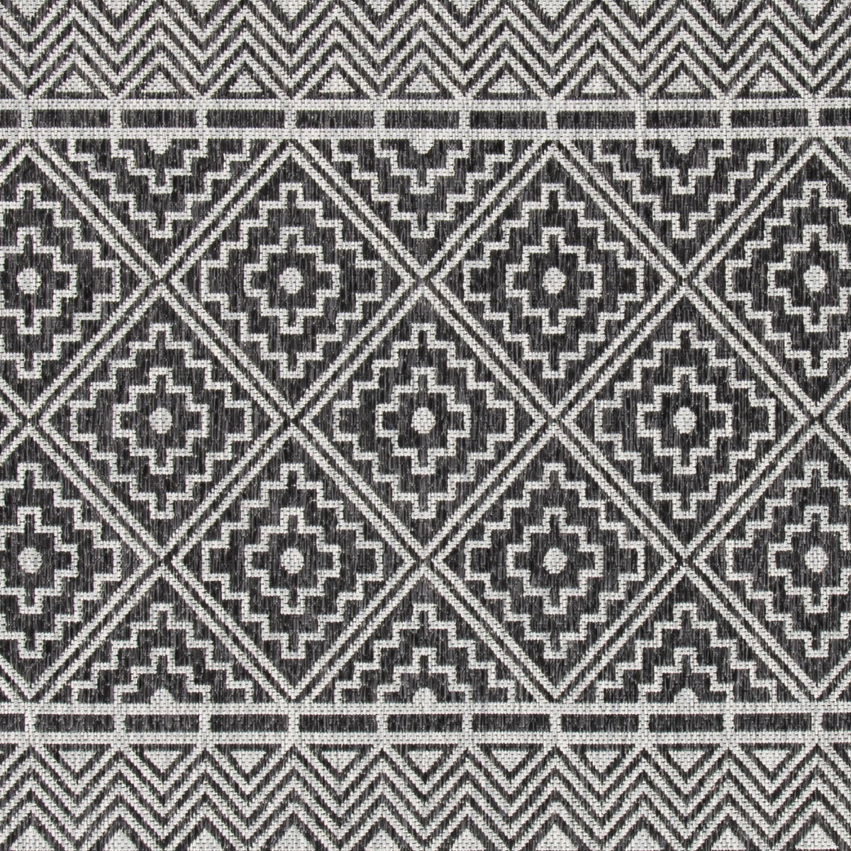 Black Grey Geometric Indoor/Outdoor Area Rug, 8' x 10' Z9980