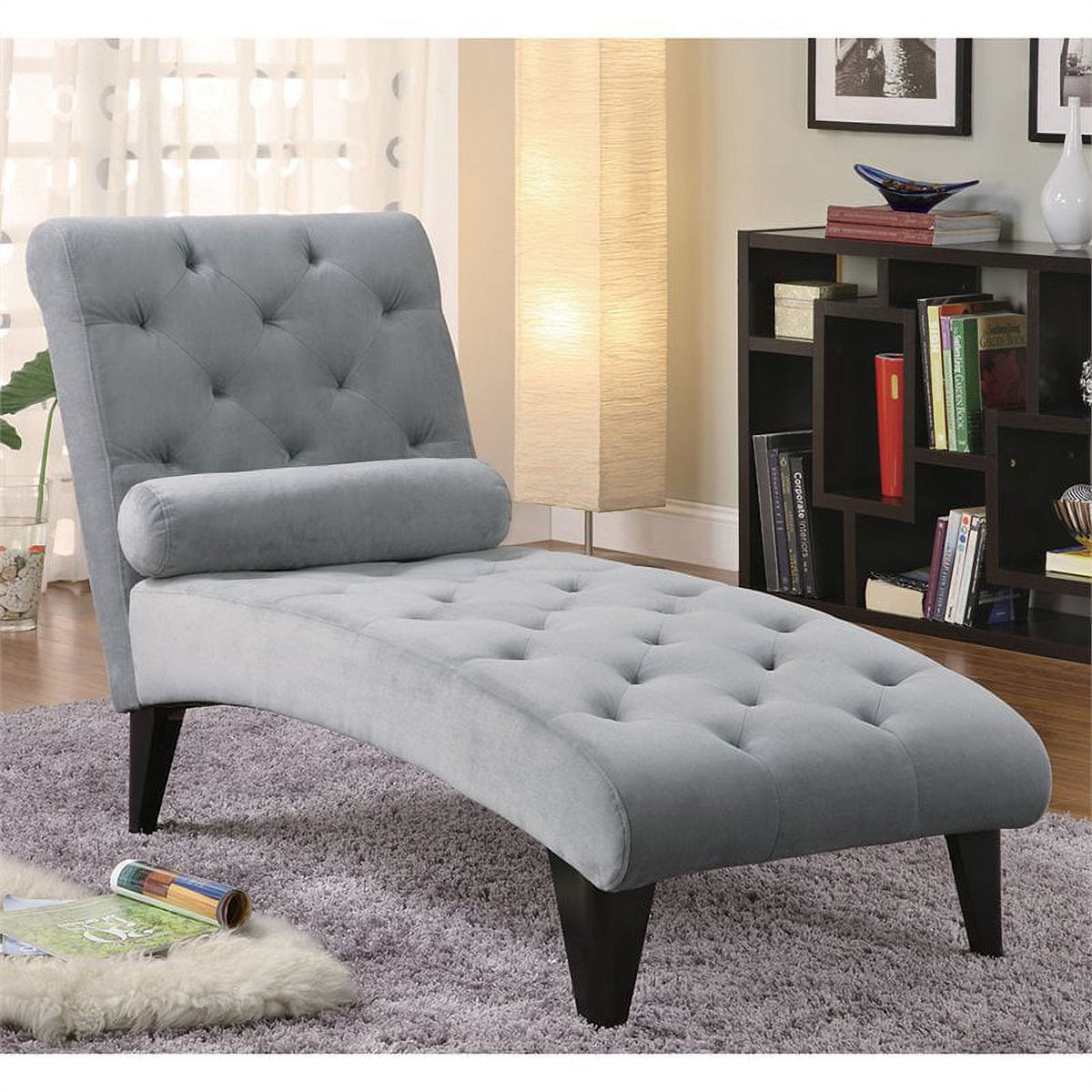 Tufted Chaise Lounge with Small Bolster Pillow A926191