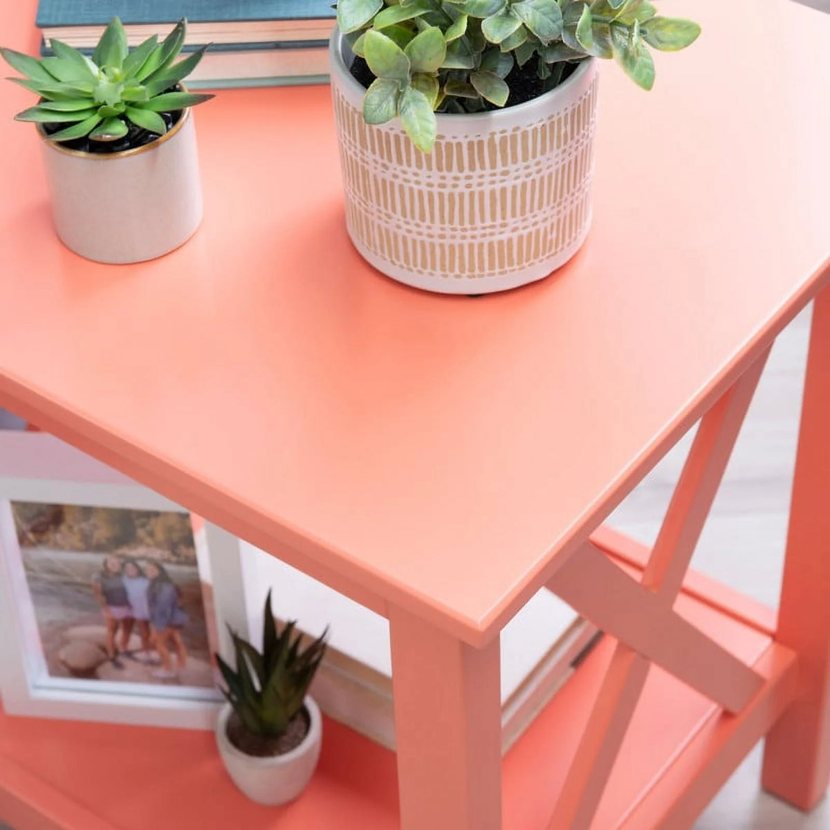 Coral Painted Side End Table E99276