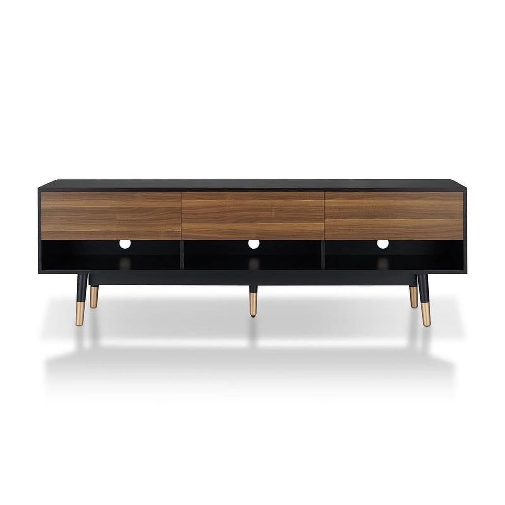 Mid-Century Modern Wood 3-Drawer TV Stand in Black A1011