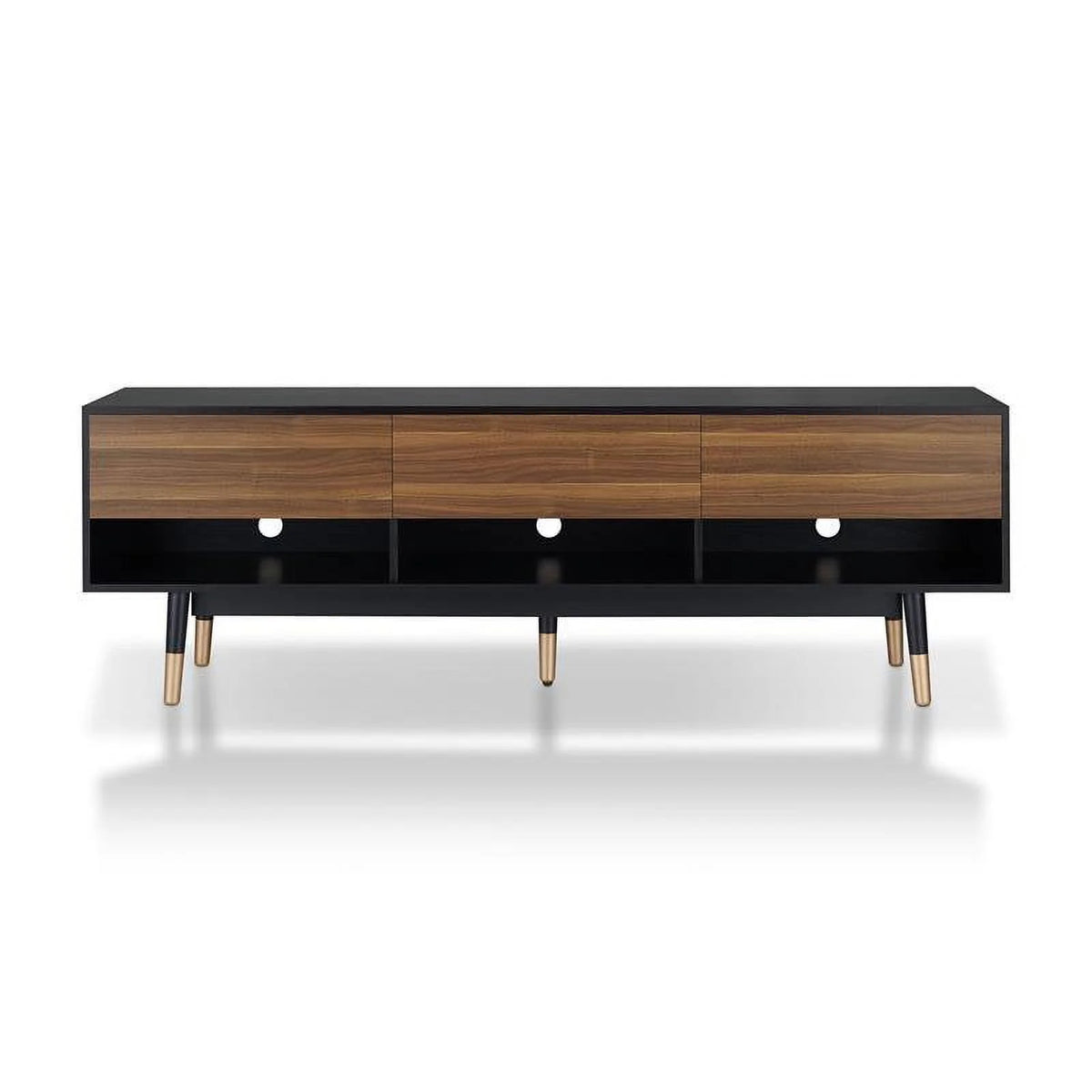Mid-Century Modern Wood 3-Drawer TV Stand in Black A1011