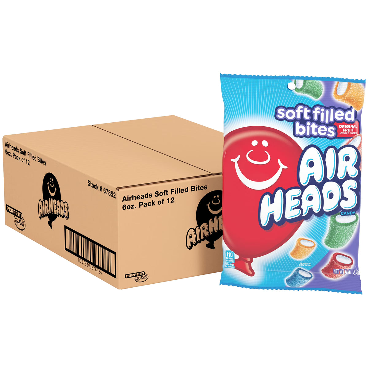 Soft Filled Bites Candy, Assorted Flavors, 6Oz Bag, Box Of 12 Bags Q75641