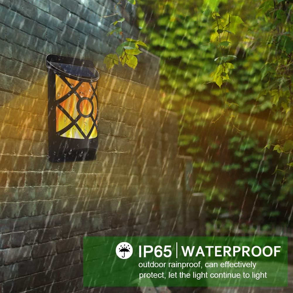 Solar Wall Flame Lights, Waterproof Outdoor Garden Lights U690