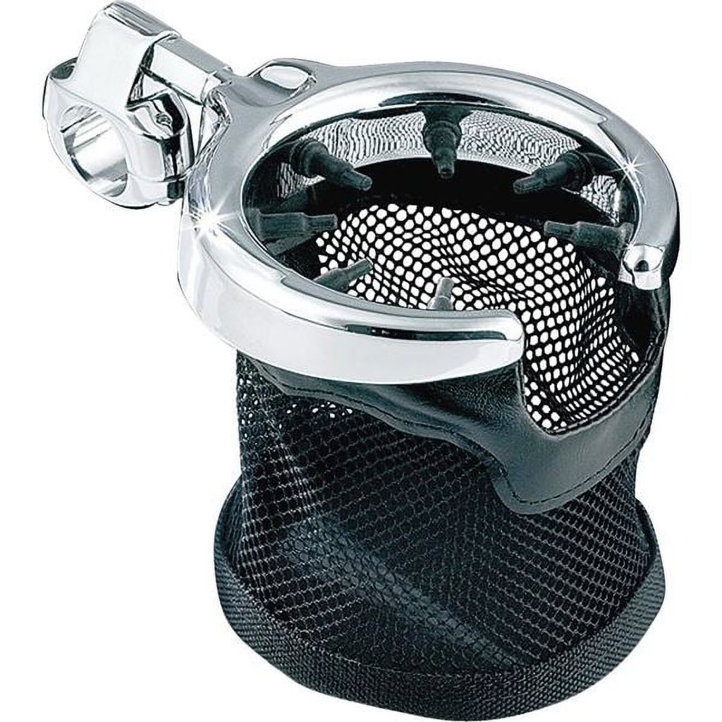 Chrome Motorcycle Handlebar Cup Holder with Mesh Basket N652