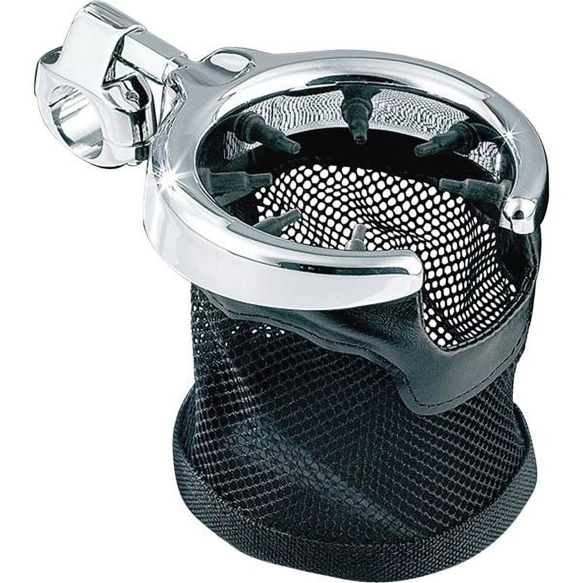 Chrome Motorcycle Handlebar Cup Holder with Mesh Basket N652